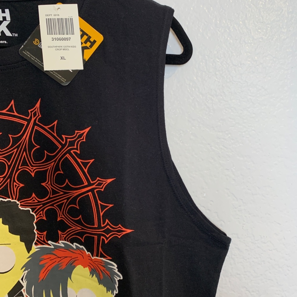 Hot Topic South Park Black Crop Muscle Tank Top Juniors XL Goth Kids NEW Comedy - Picture 10 of 11